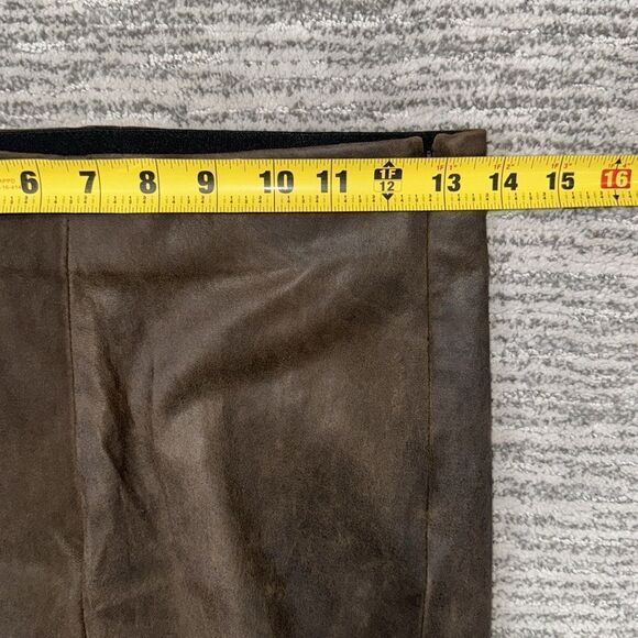 Susan Bender  Stretch Leather Zipper Pants in Chocolate Nubuck Leather Small - Picture 8 of 13